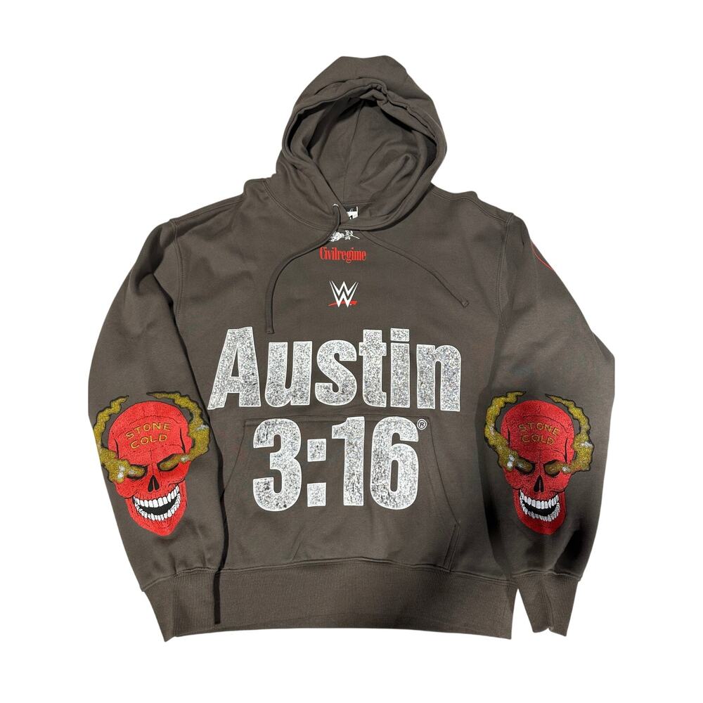 Civil Regime x WWE Stone Cold Steve Austin 3:16 Hoodie Olive NWT